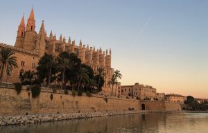 La Seu Cathedral at sunset in Palma de Mallorca, Balearic Islands, Spain